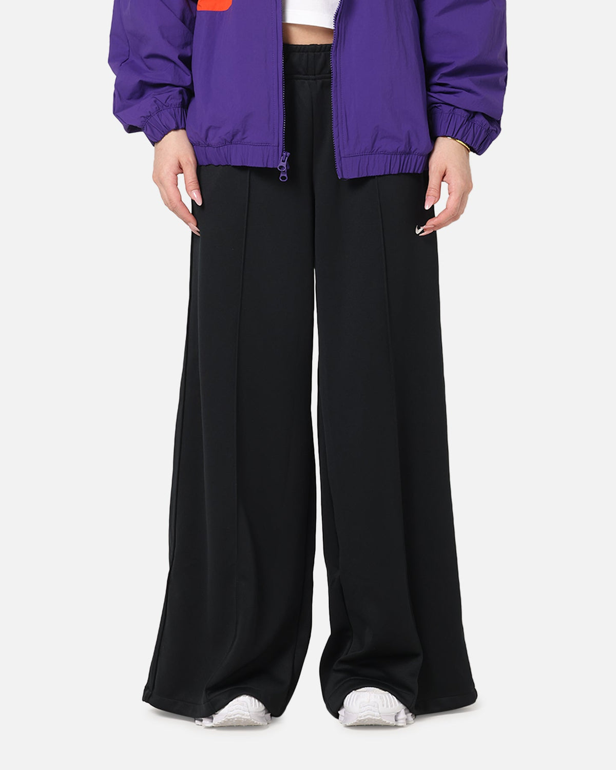 Top Seller Nike Women's Sportswear Mid-Rise Wide-Leg Track Pants Black/Black/Sail