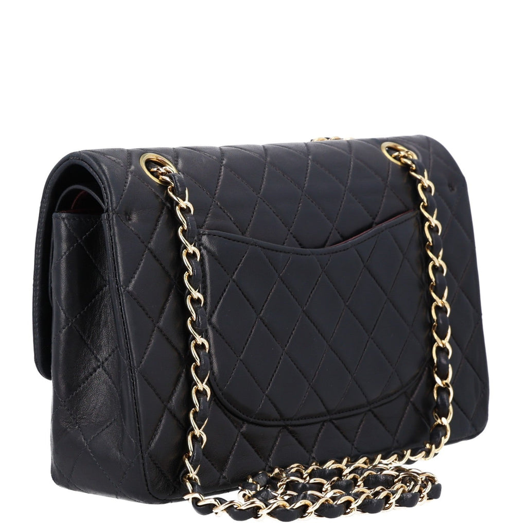 Lambskin Quilted Medium Double Flap Black At My store