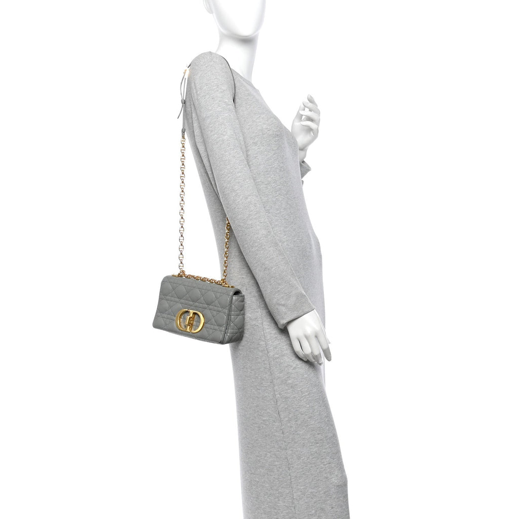 Calfskin Cannage Small Caro Bag Grey AT My store