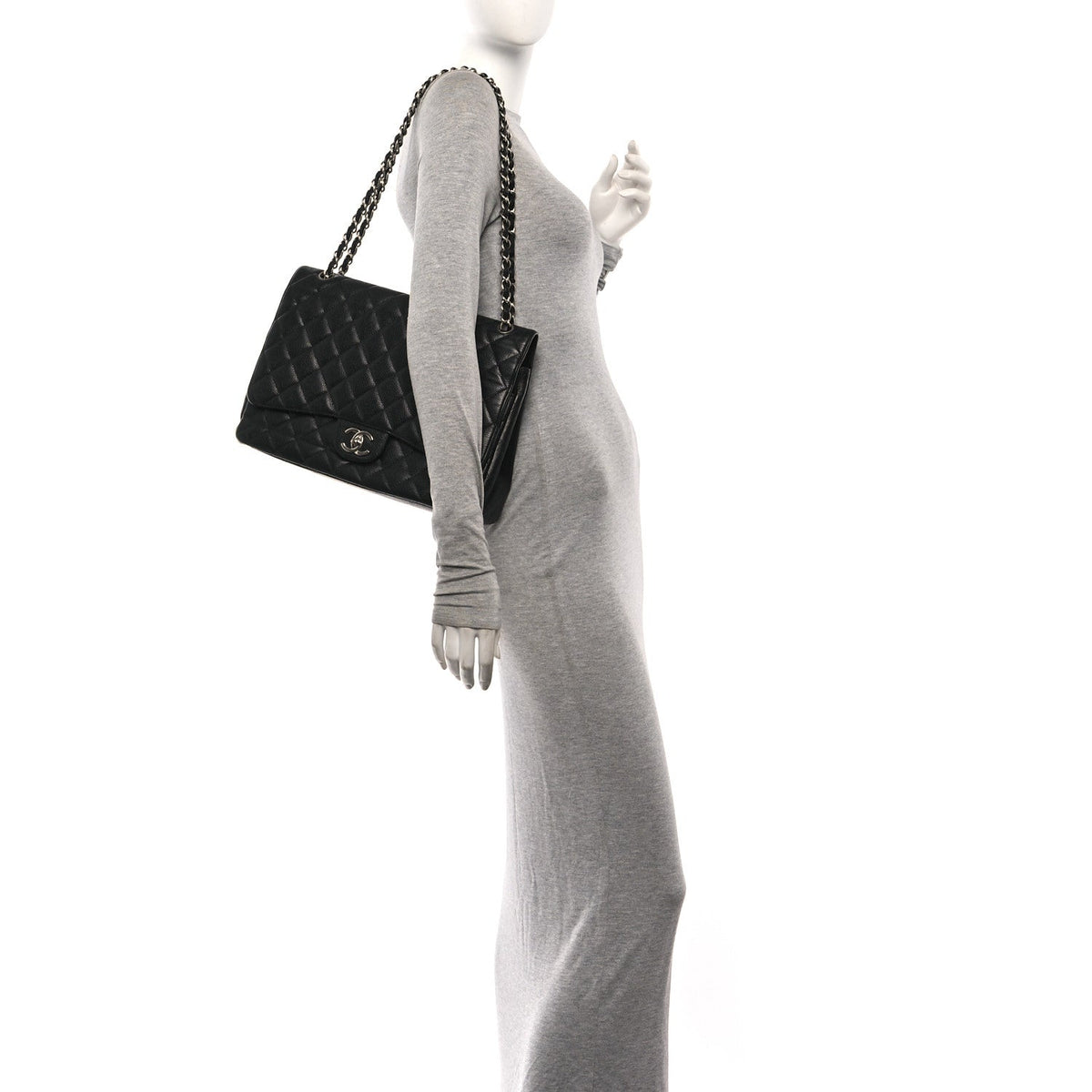 Caviar Quilted Maxi Double Flap Black At My store