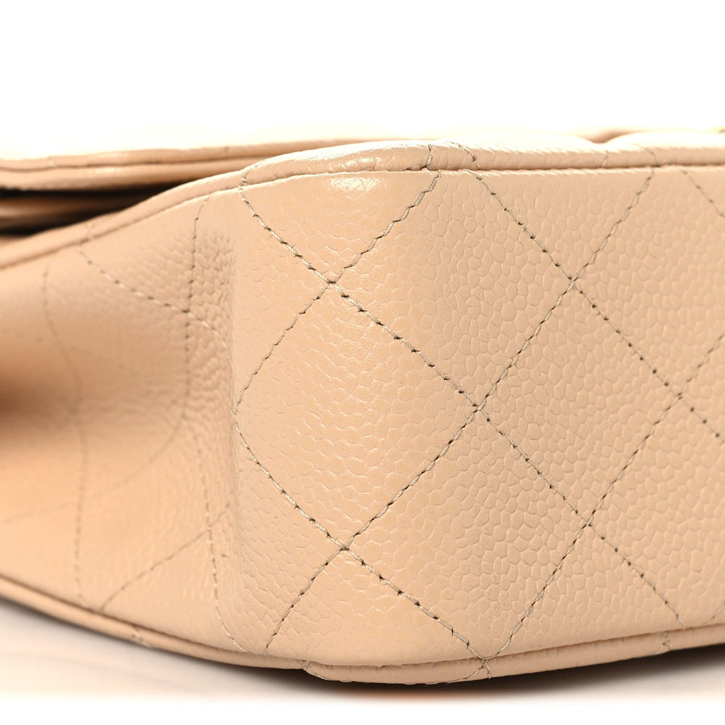 Caviar Quilted Medium Double Flap Beige At My store