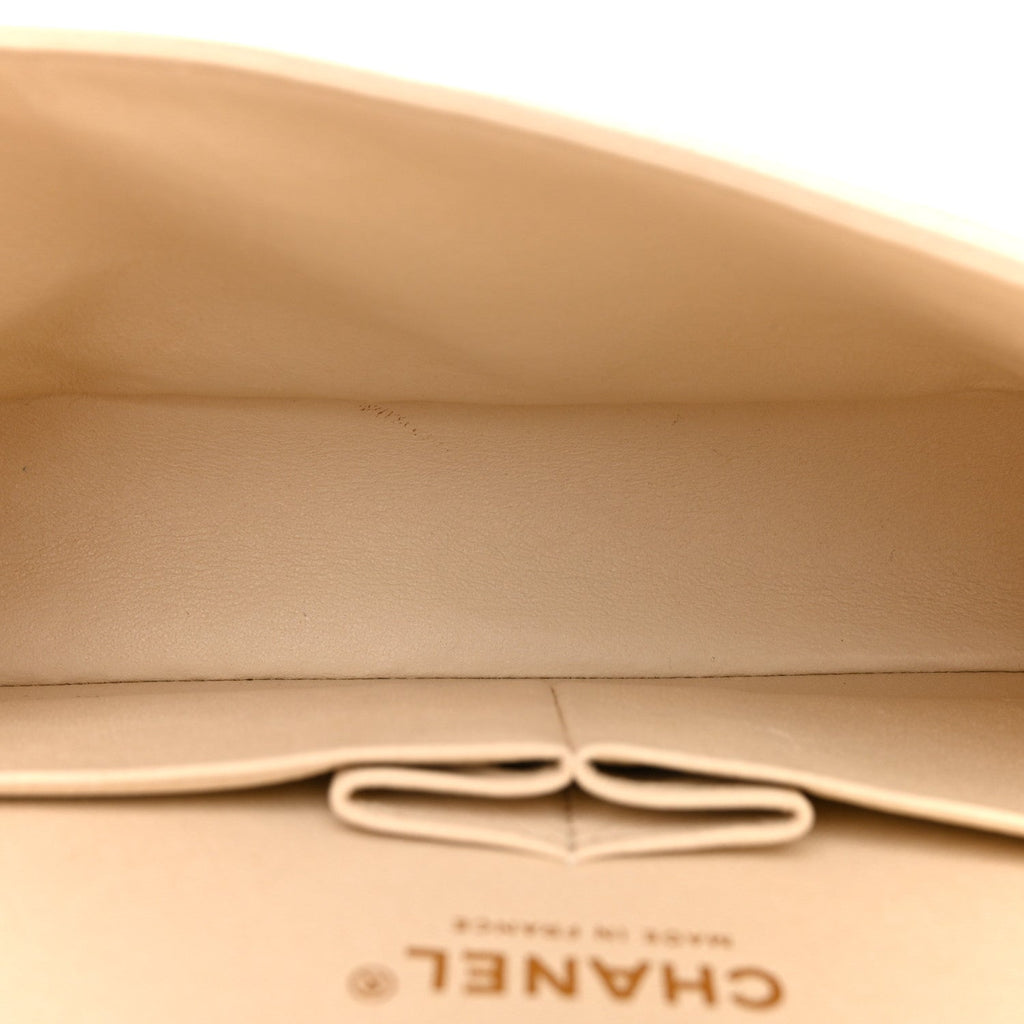 Caviar Quilted Medium Double Flap Light Beige At My store