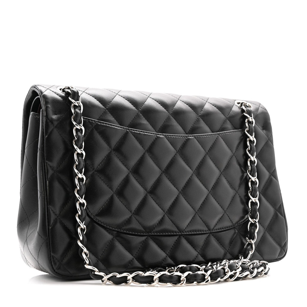 Lambskin Quilted Jumbo Double Flap Black At My store