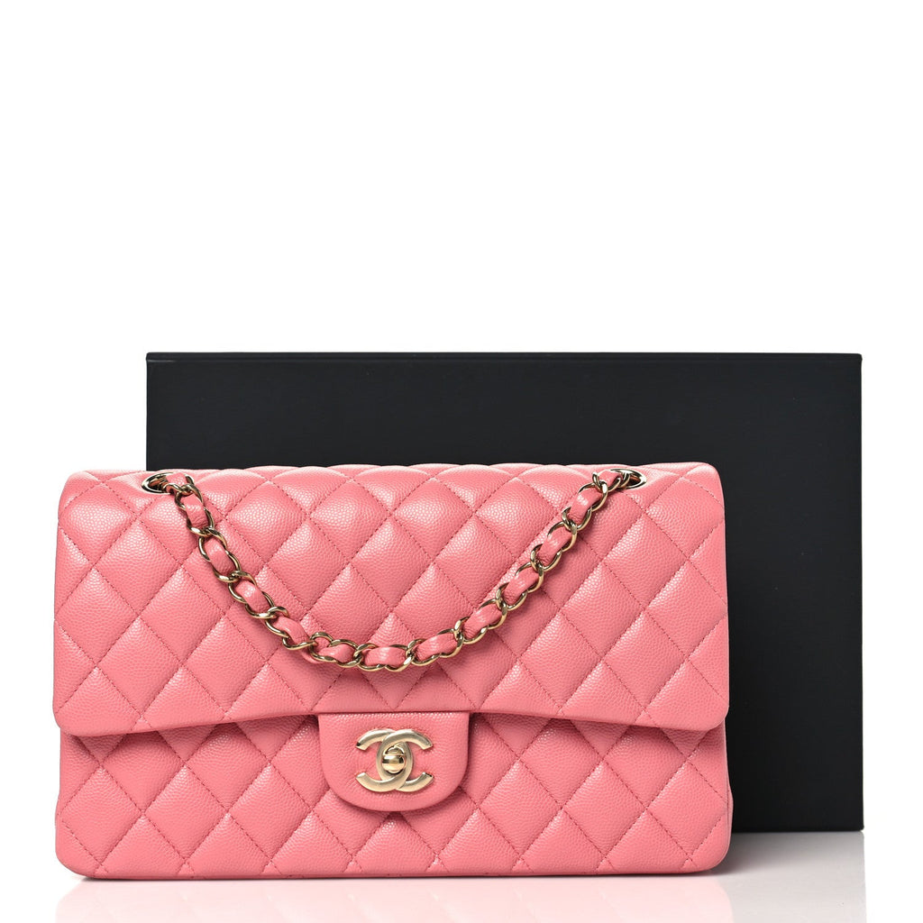 Caviar Quilted Medium Double Flap Pink At My store