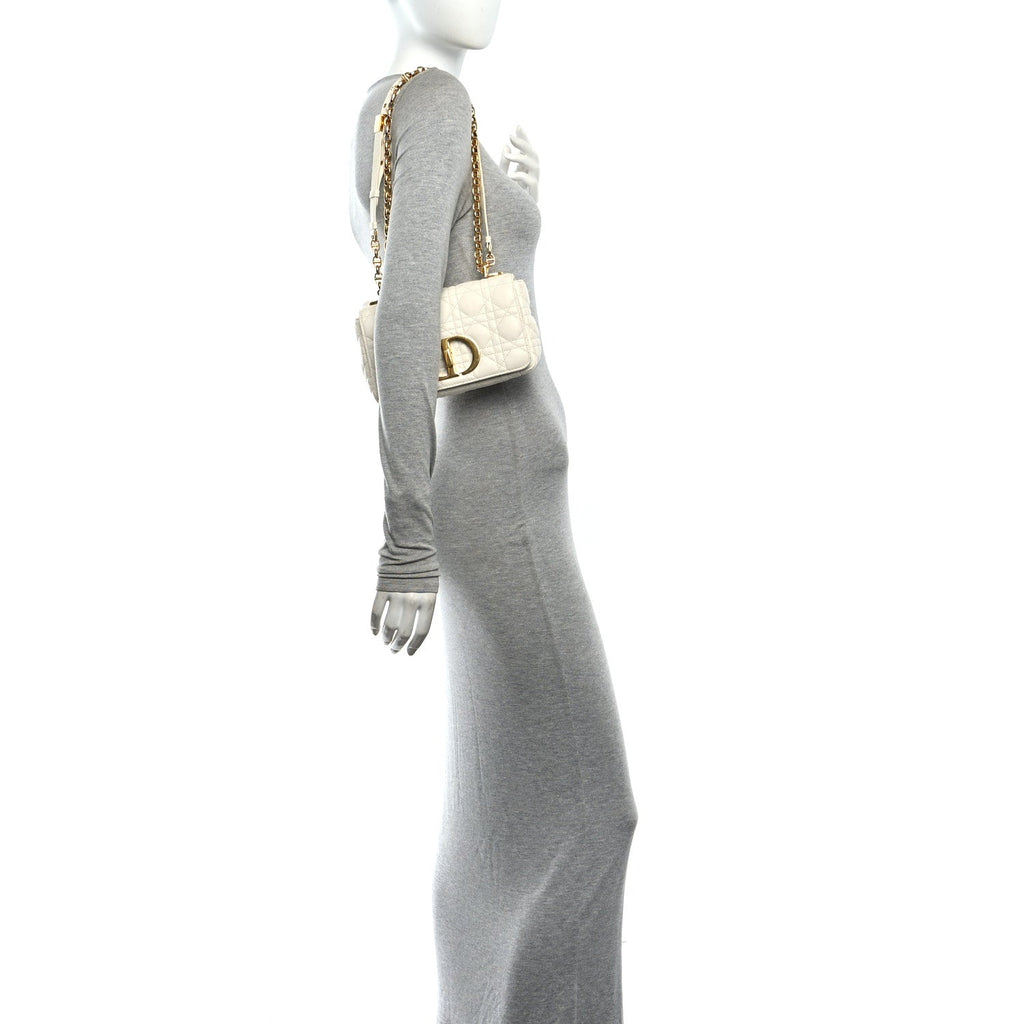 Grained Calfskin Cannage Small Caro Bag White AT My store