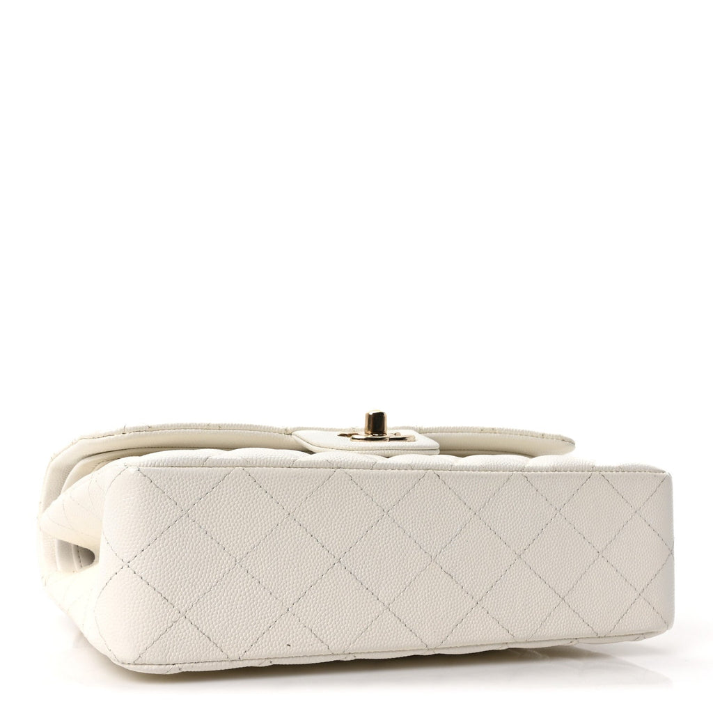 Caviar Quilted Small Double Flap White At My store