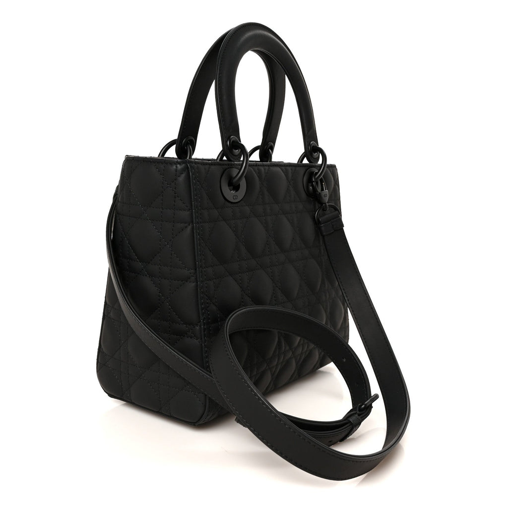 Ultra Matte Calfskin Cannage Medium Lady Dior Black AT My store