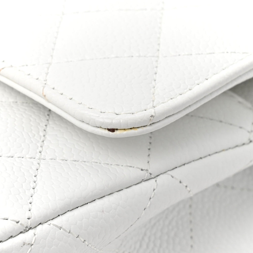 Caviar Quilted Medium Double Flap White At My store
