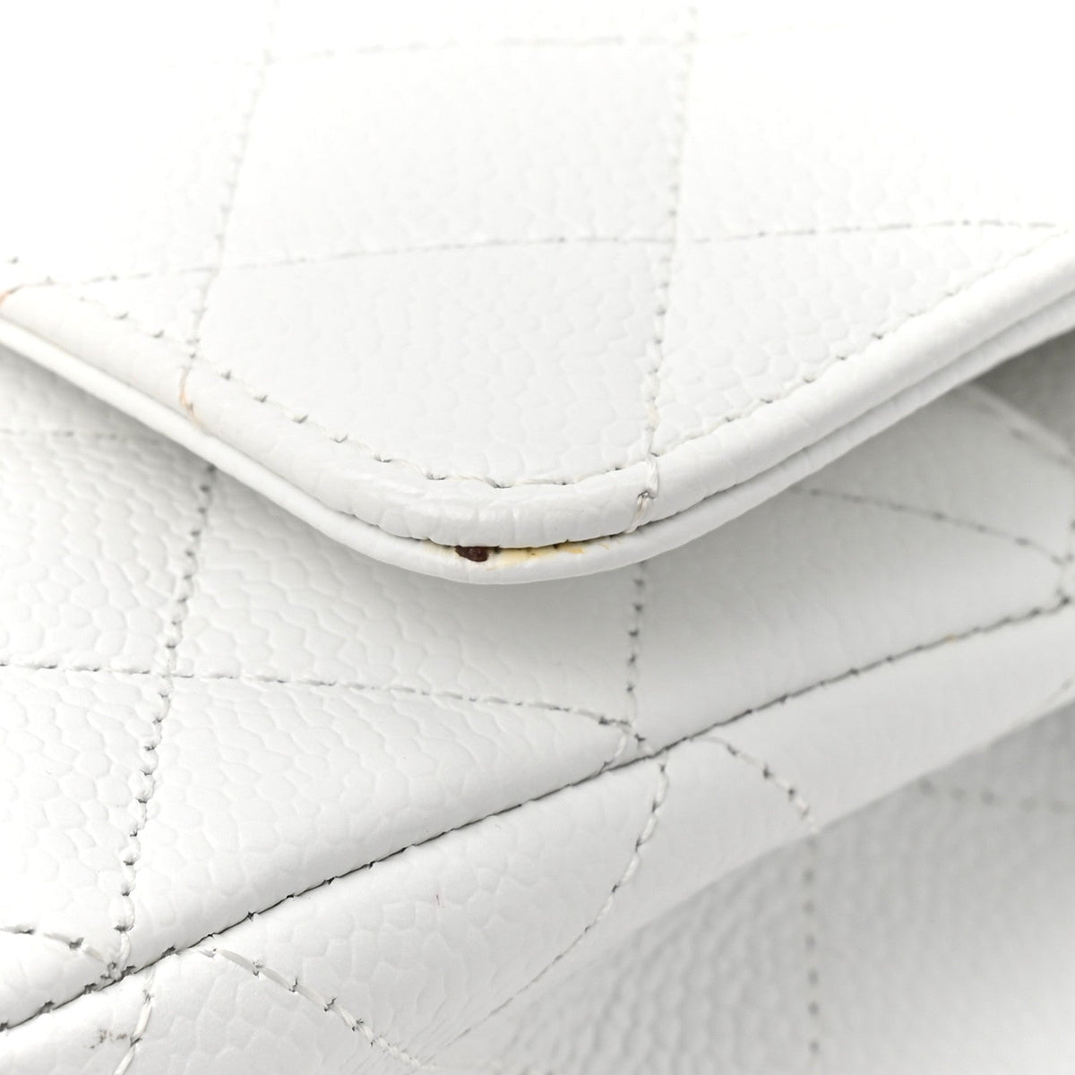 Caviar Quilted Medium Double Flap White At My store