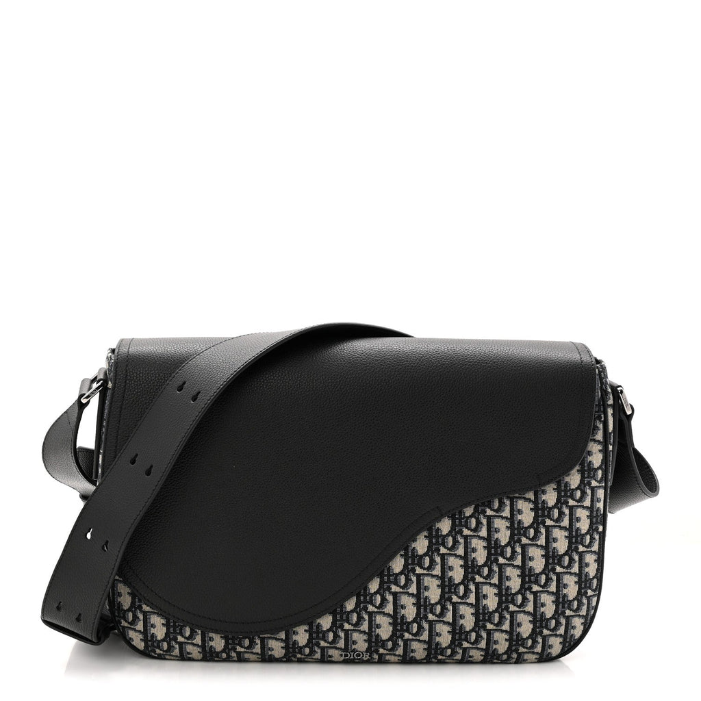 Grained Calfskin Oblique Saddle Messenger Black AT My store