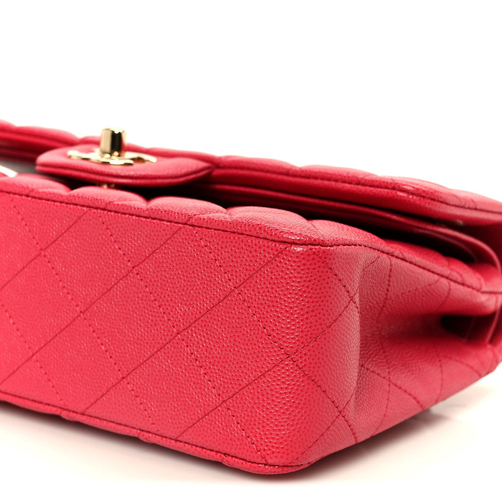 Caviar Quilted Small Double Flap Dark Pink At My store