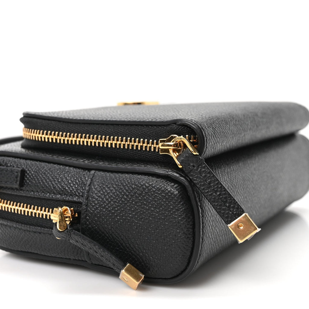 Grained Calfskin Caro Double Pouch Black AT My store