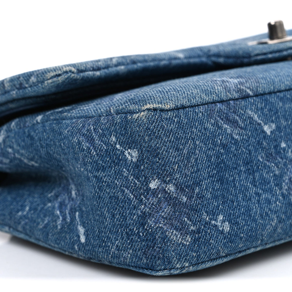 Denim Bleached Chain Medium Double Flap Blue At My store