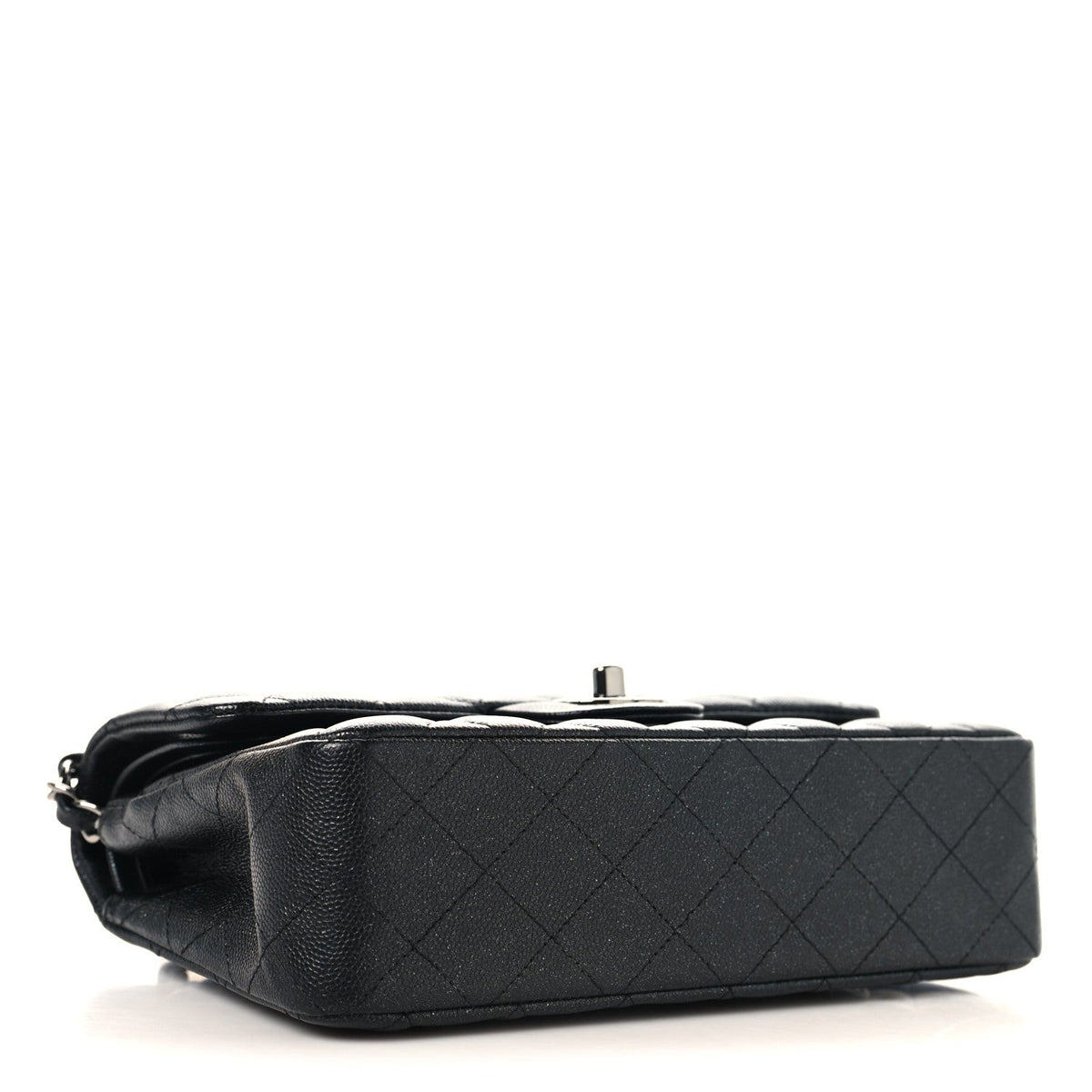 Iridescent Caviar Quilted Small Double Flap Black At My store