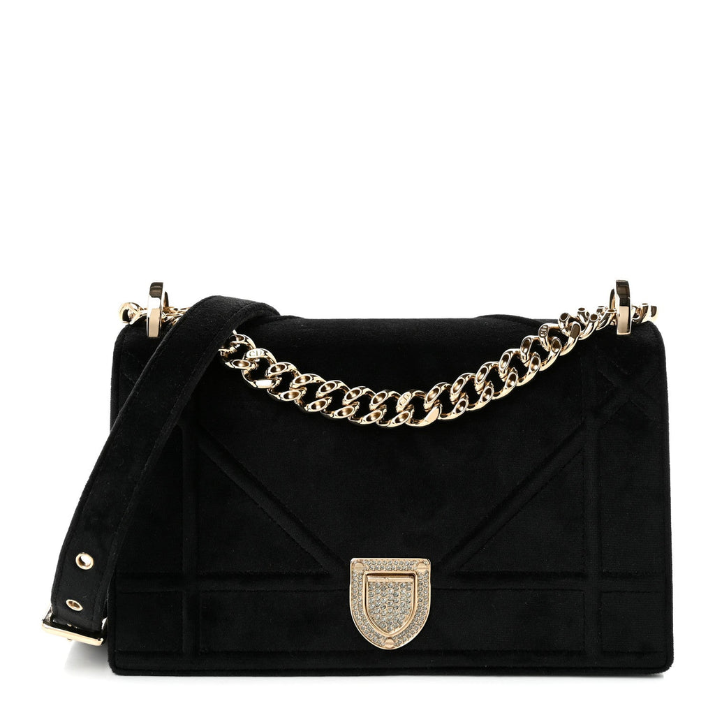 Velvet Small Diorama Flap Bag Black AT My store