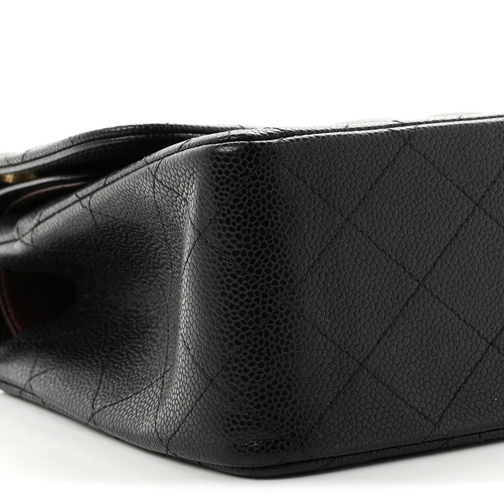 Caviar Quilted Jumbo Double Flap Black At My store