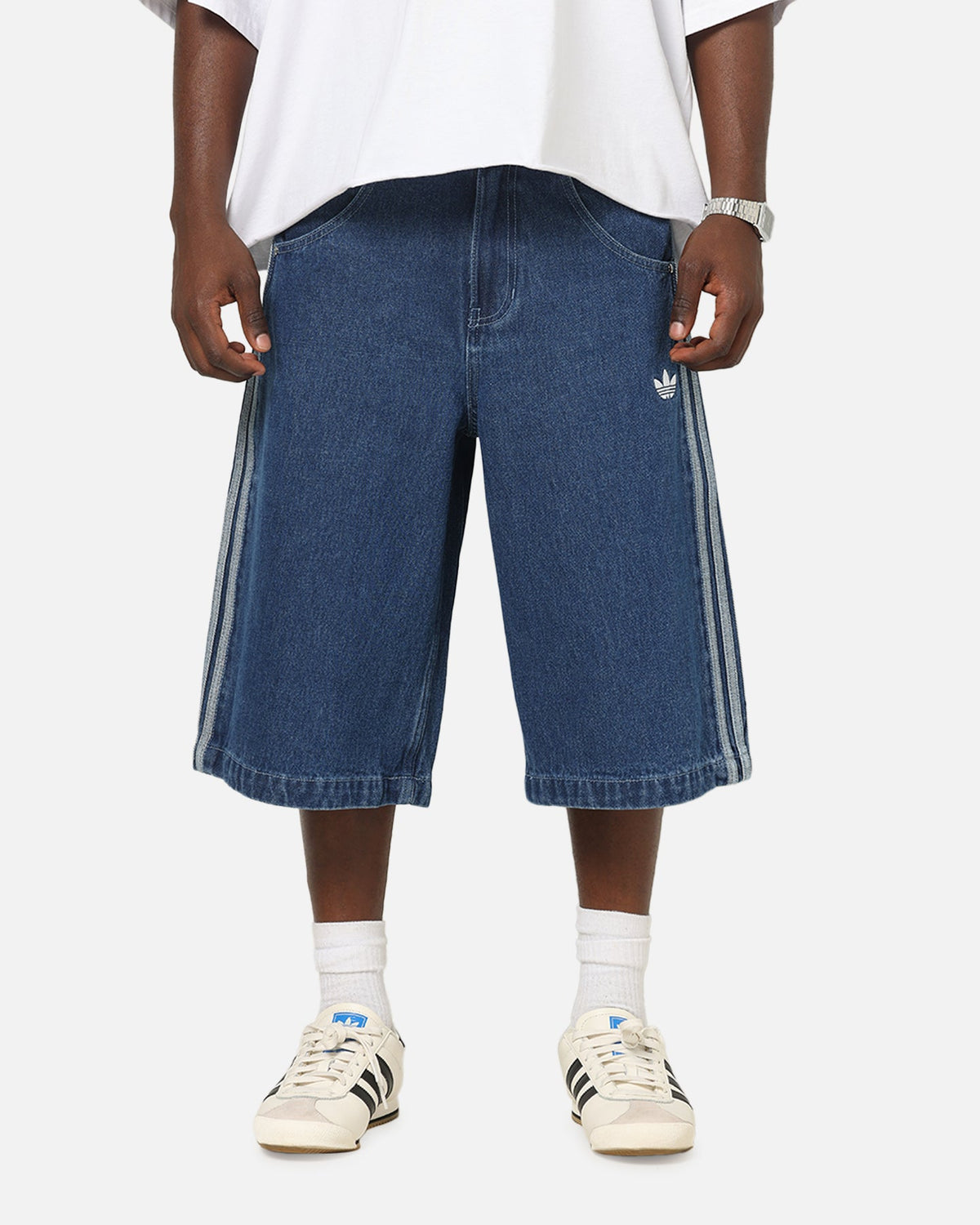 Best-Selling Adidas Firebird Denim Shorts Blue Denim