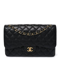 Caviar Quilted Jumbo Double Flap Black At My store