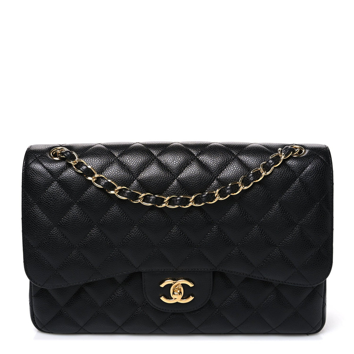 Caviar Quilted Jumbo Double Flap Black At My store