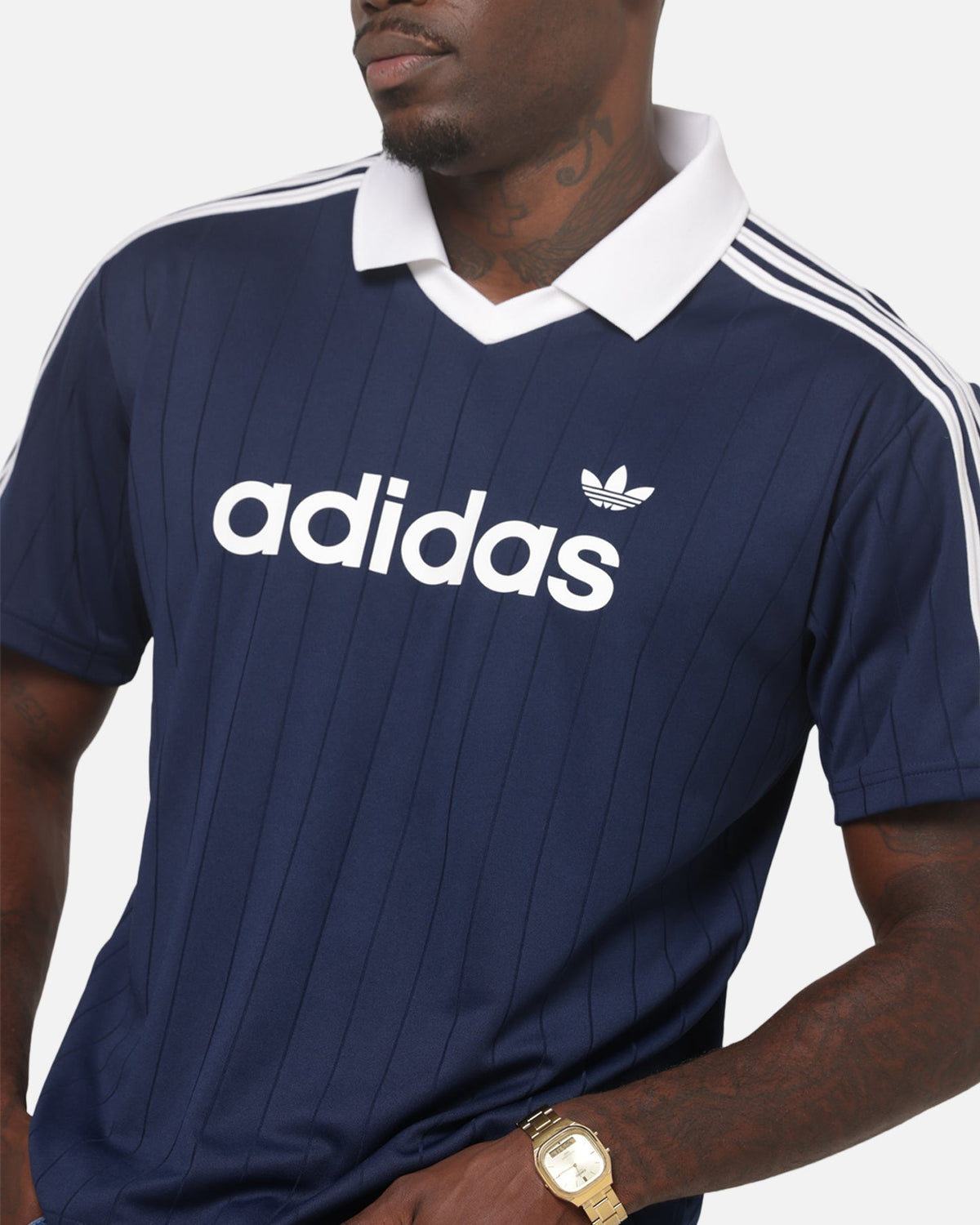 Best-Selling Adidas Drop Needle Pinstripe Jersey Night Indigo