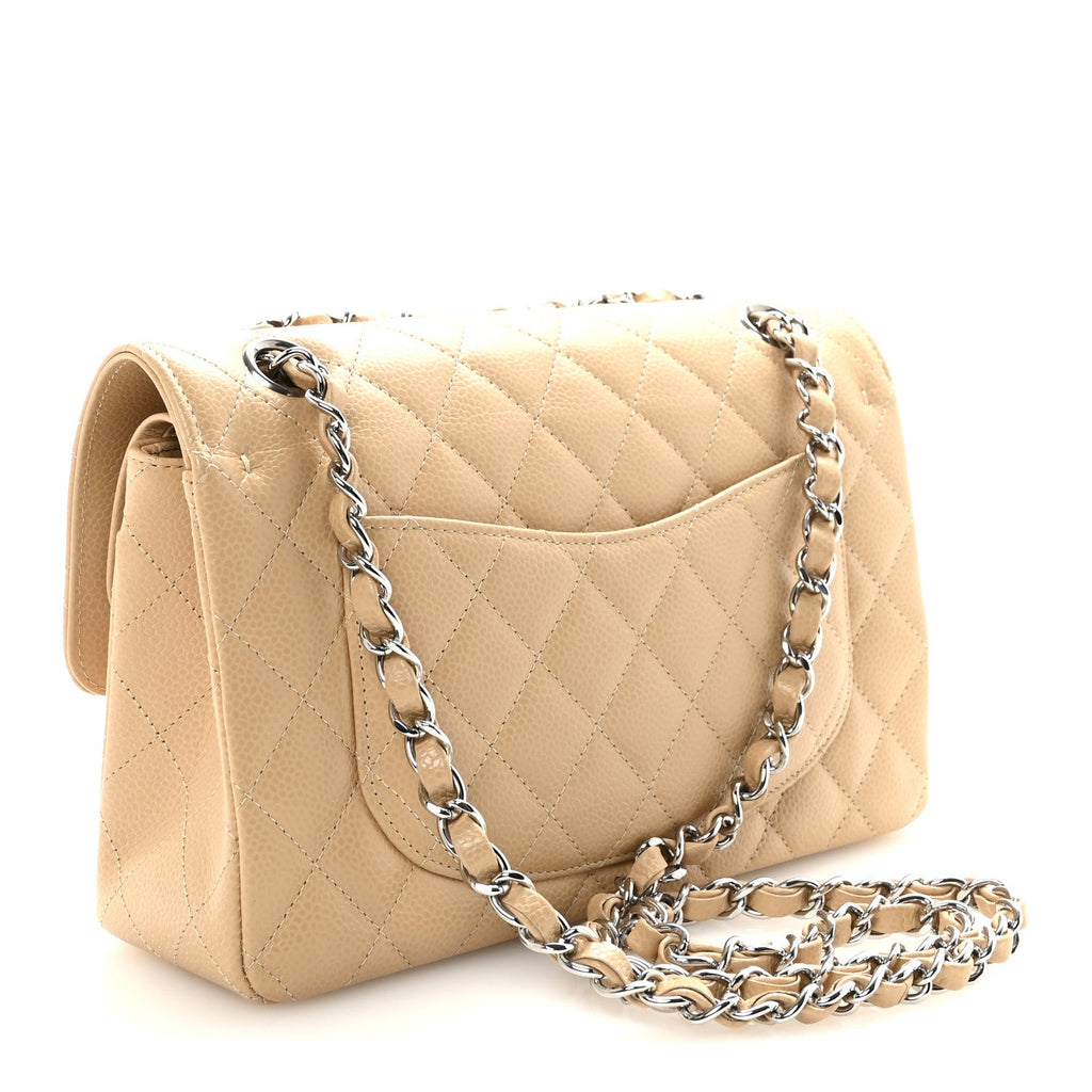 Caviar Quilted Small Double Flap Beige At My store