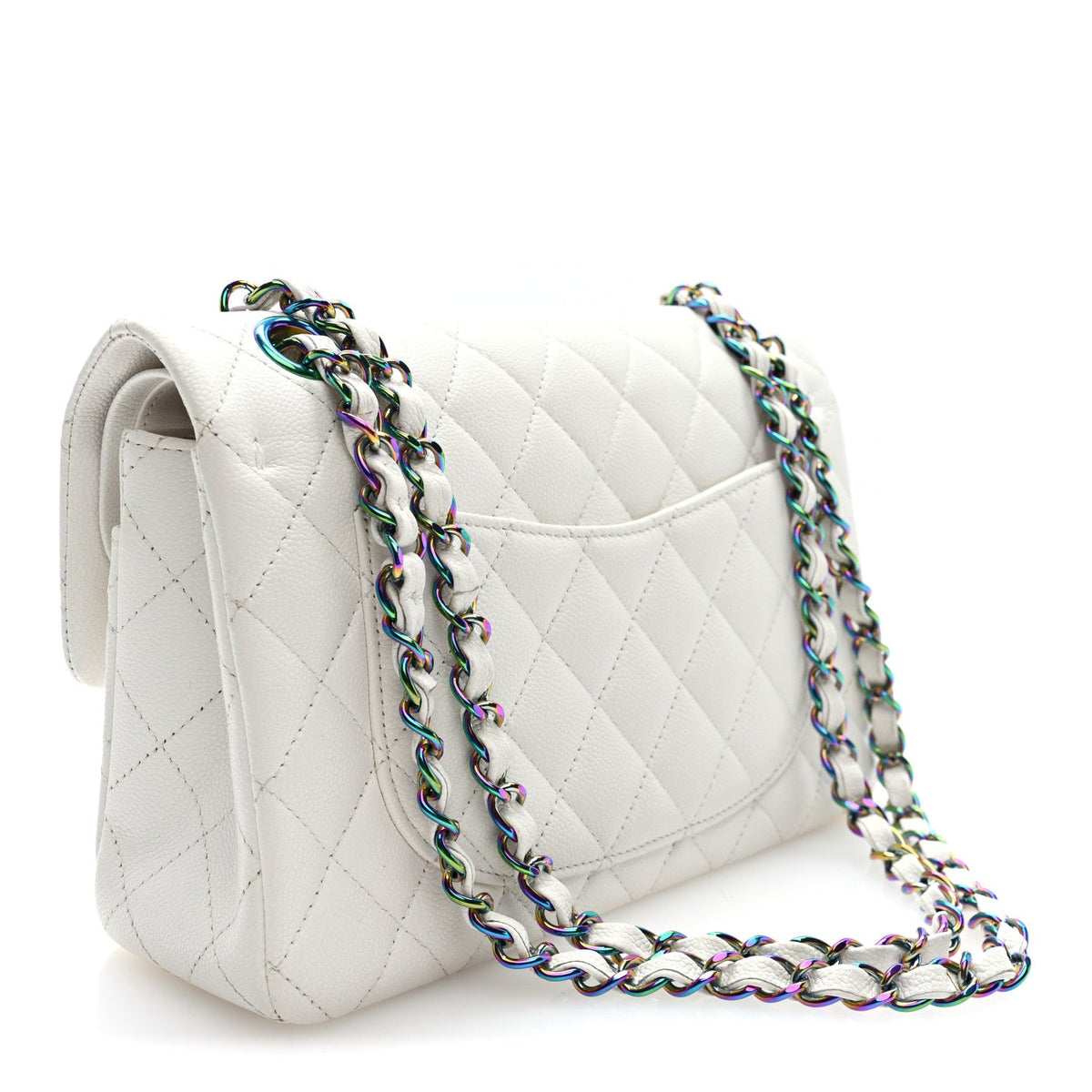 Caviar Quilted Rainbow CC Small Double Flap White At My store