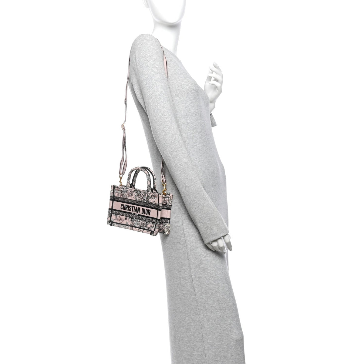 Canvas Embroidered Mini Book Tote With Strap Pink Multicolor AT My store