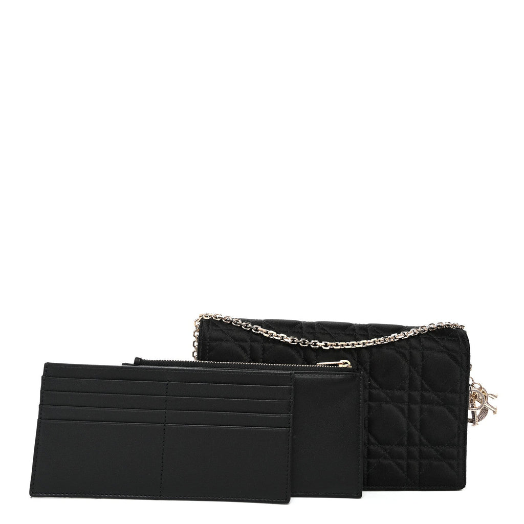 Satin Cannage Lady Dior Convertible Clutch Black AT My store