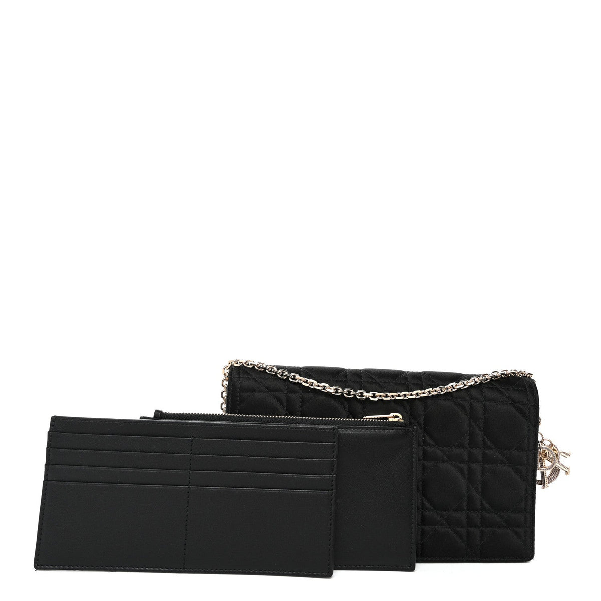 Satin Cannage Lady Dior Convertible Clutch Black AT My store