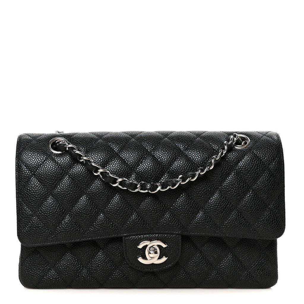 Caviar Quilted Medium Double Flap Black At My store