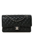 Caviar Quilted Medium Double Flap Black At My store