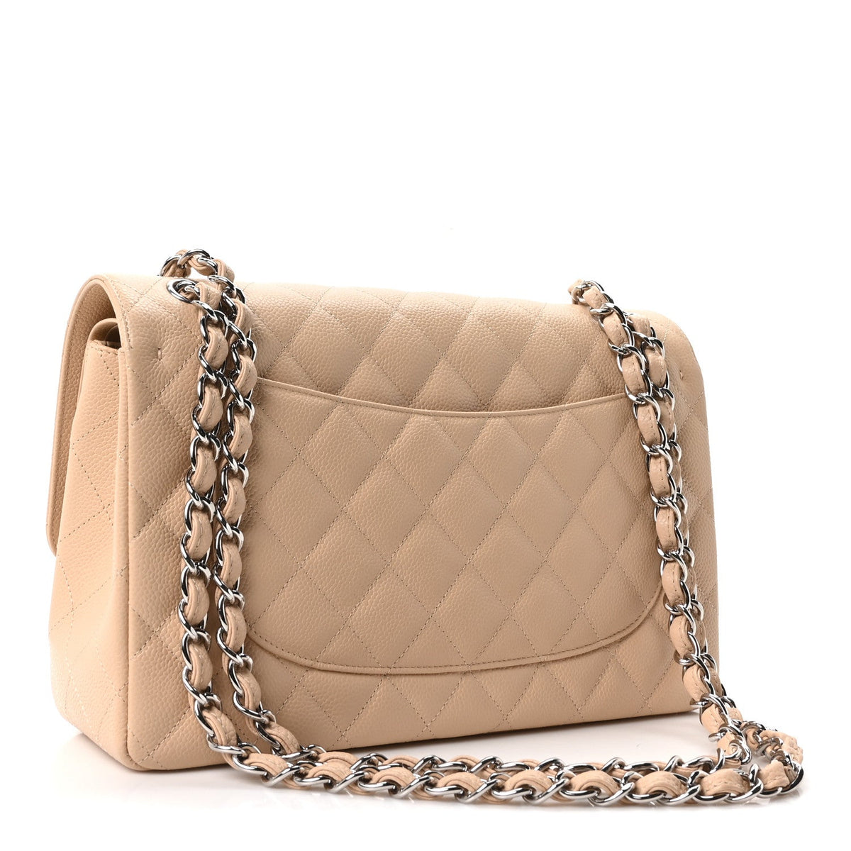 Caviar Quilted Jumbo Double Flap Beige Clair At My store