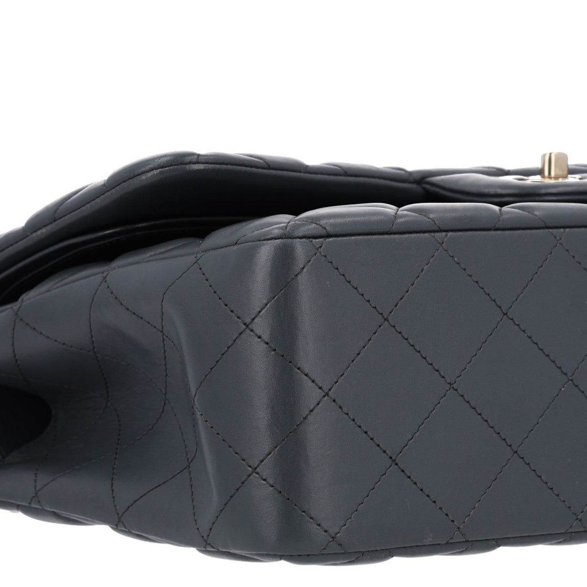 Lambskin Quilted Jumbo Double Flap Dark Grey At My store