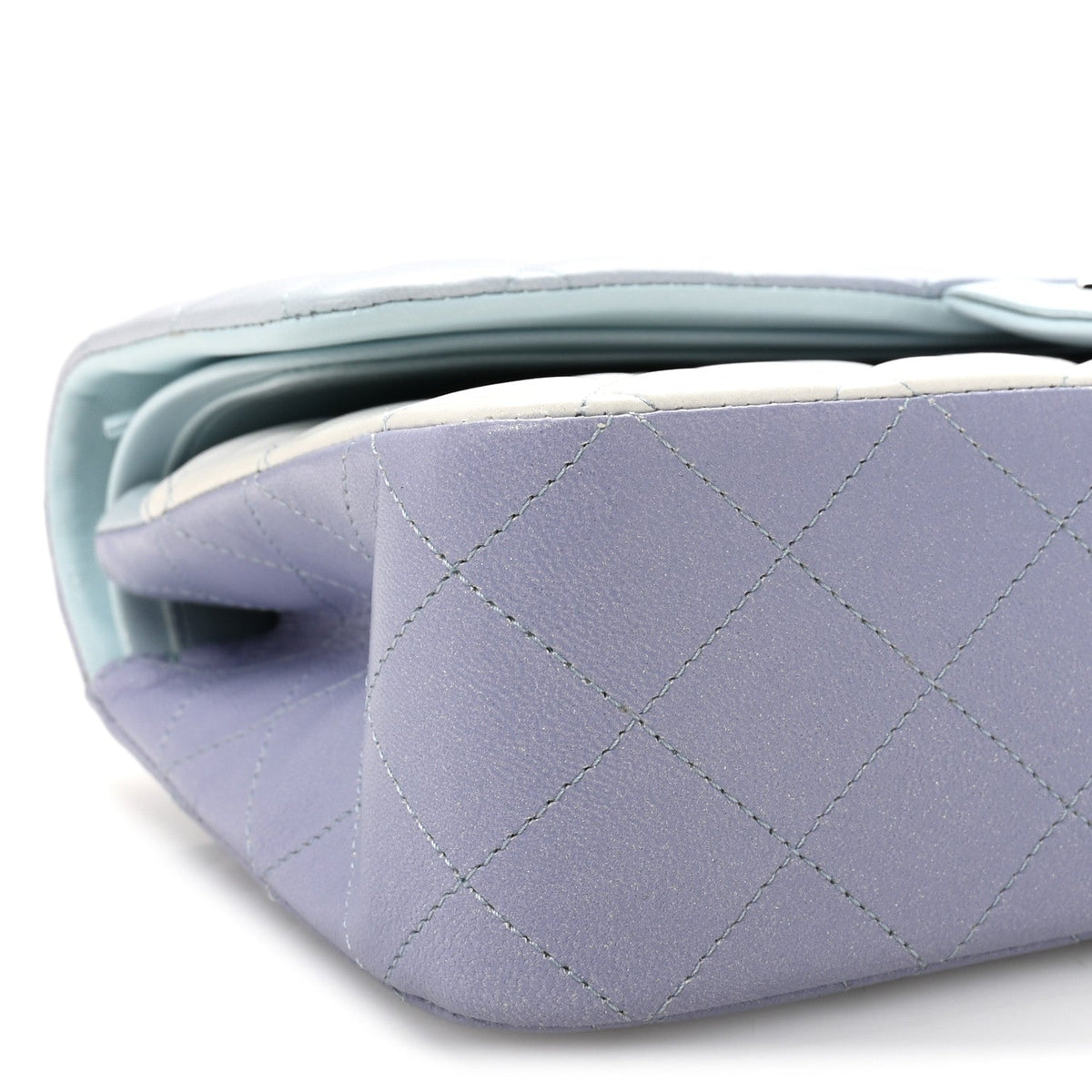 Perforated Lambskin Quilted Medium Double Flap Light Blue Light Purple White At My store