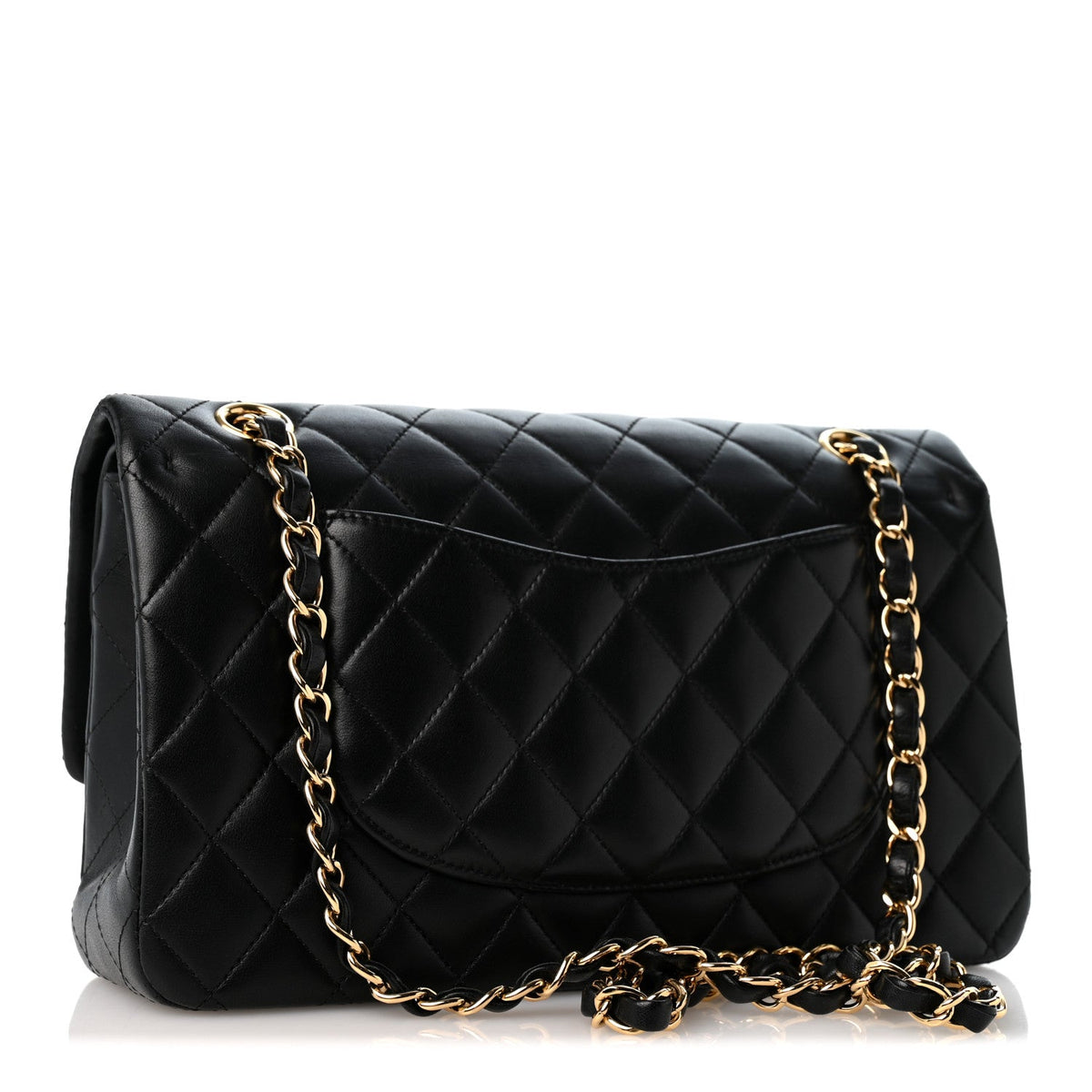 Lambskin Quilted Medium Double Flap Black At My store