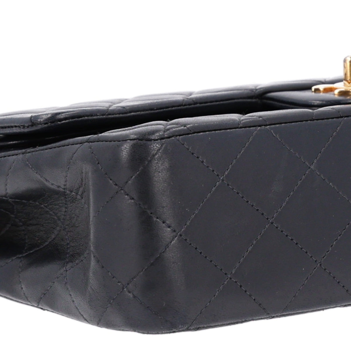 Lambskin Quilted Medium Double Flap Black At My store