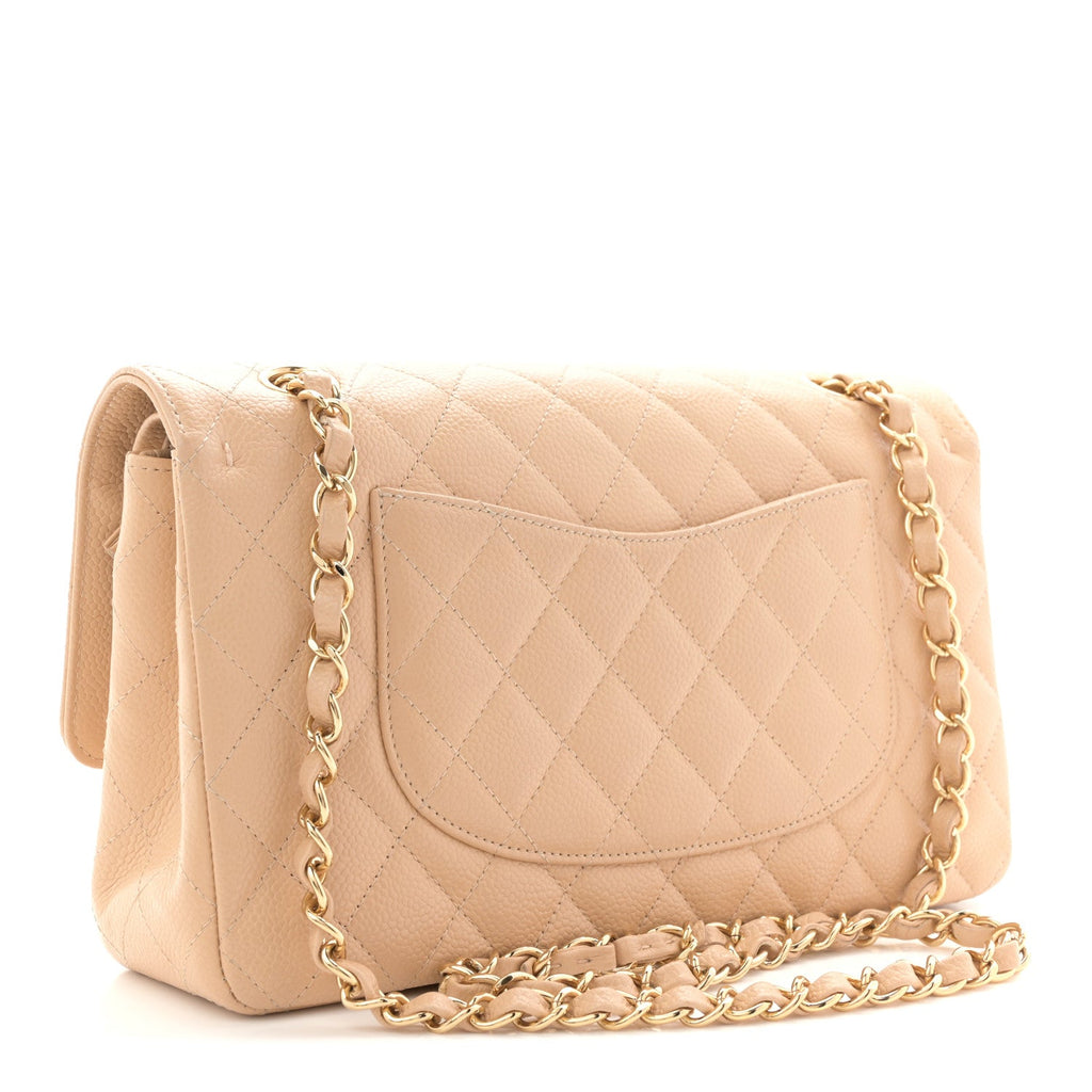 Caviar Quilted Medium Double Flap Beige At My store