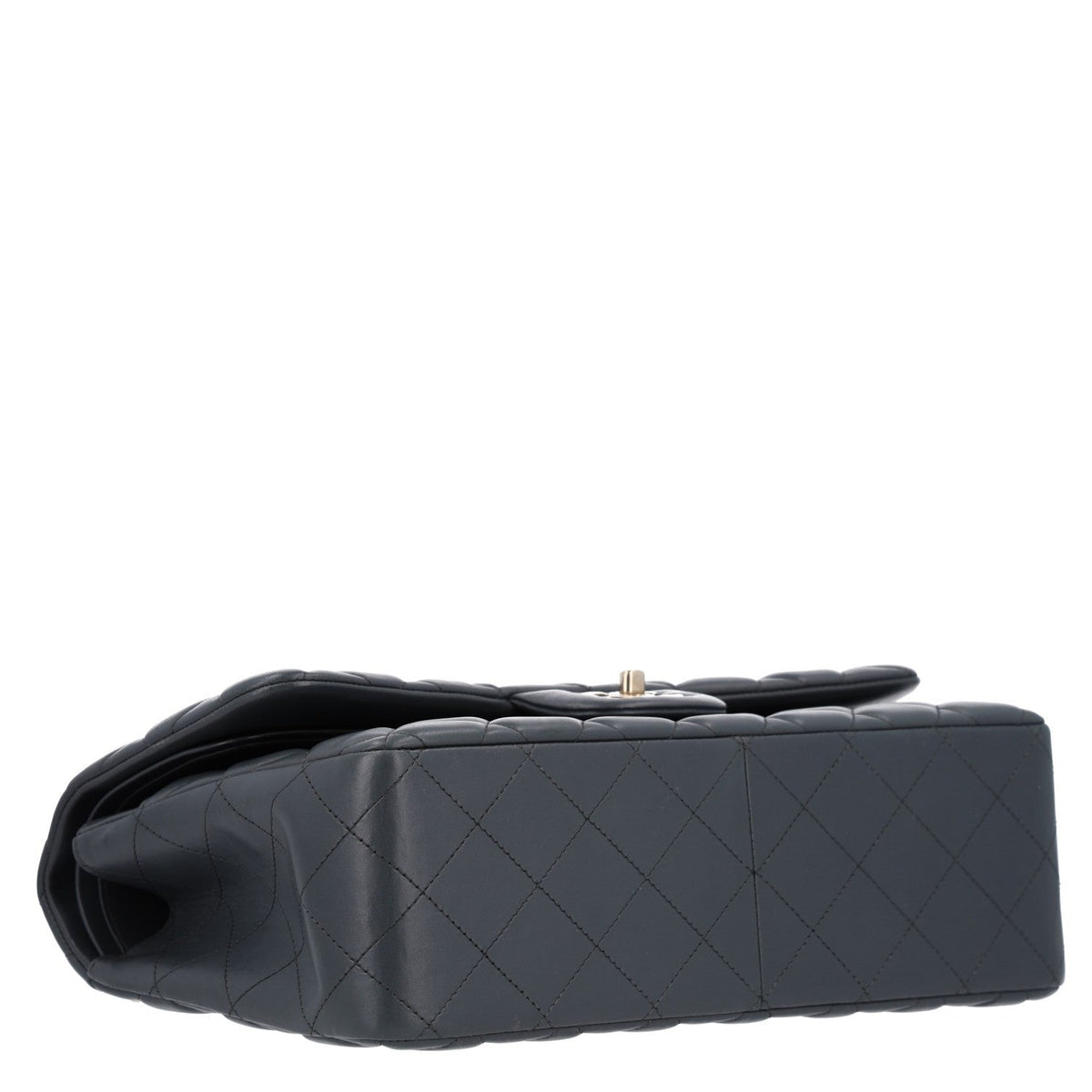 Lambskin Quilted Jumbo Double Flap Dark Grey At My store