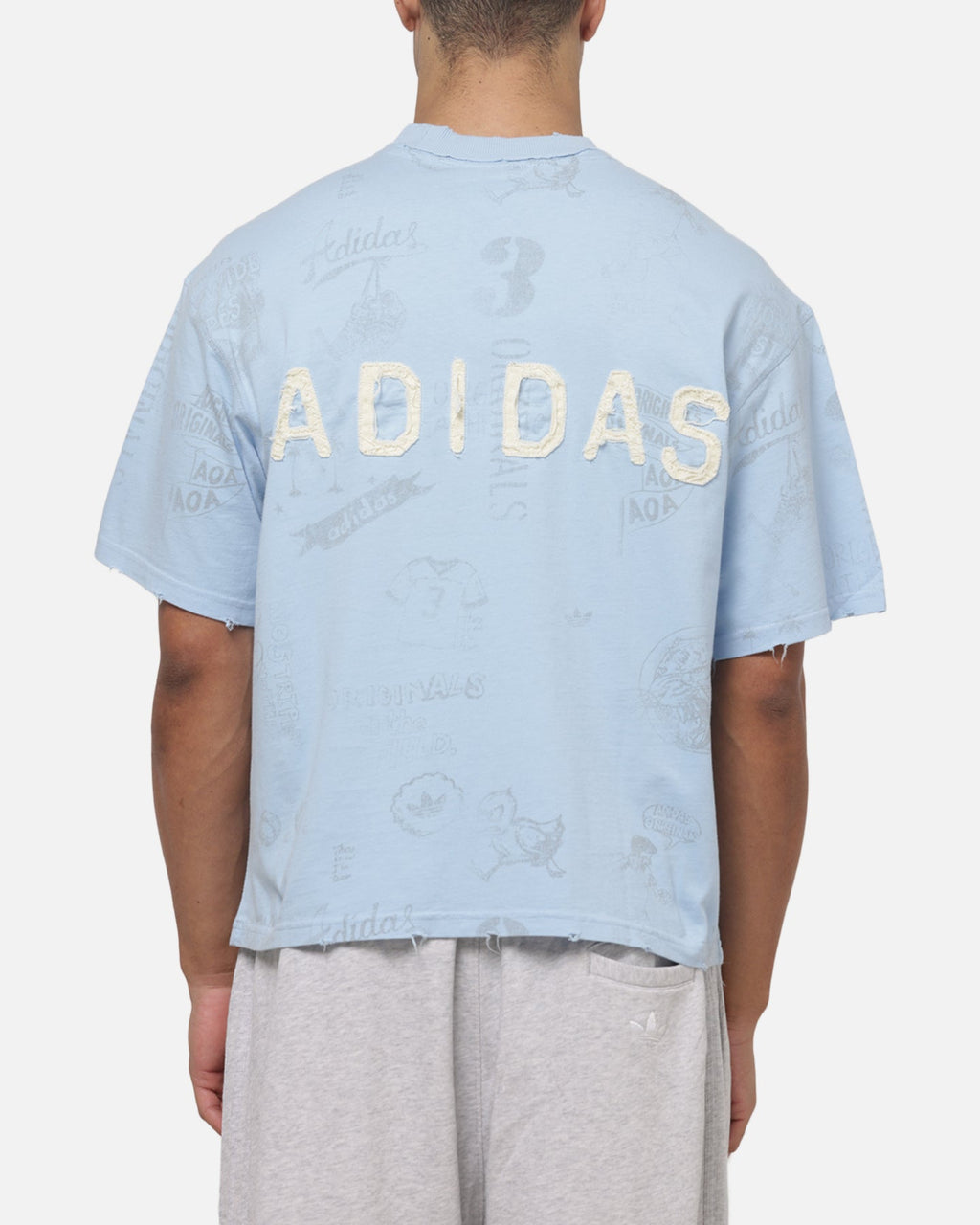 Best-Selling Adidas Vintage All Over Print T-Shirt Light Blue
