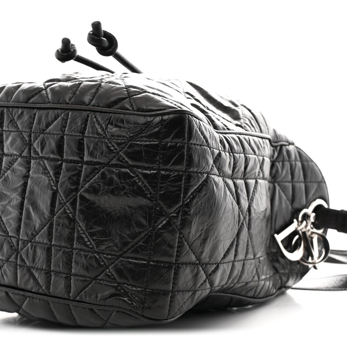 Crinkled Calfskin Macrocannage Medium D-Motion Bag Black AT My store