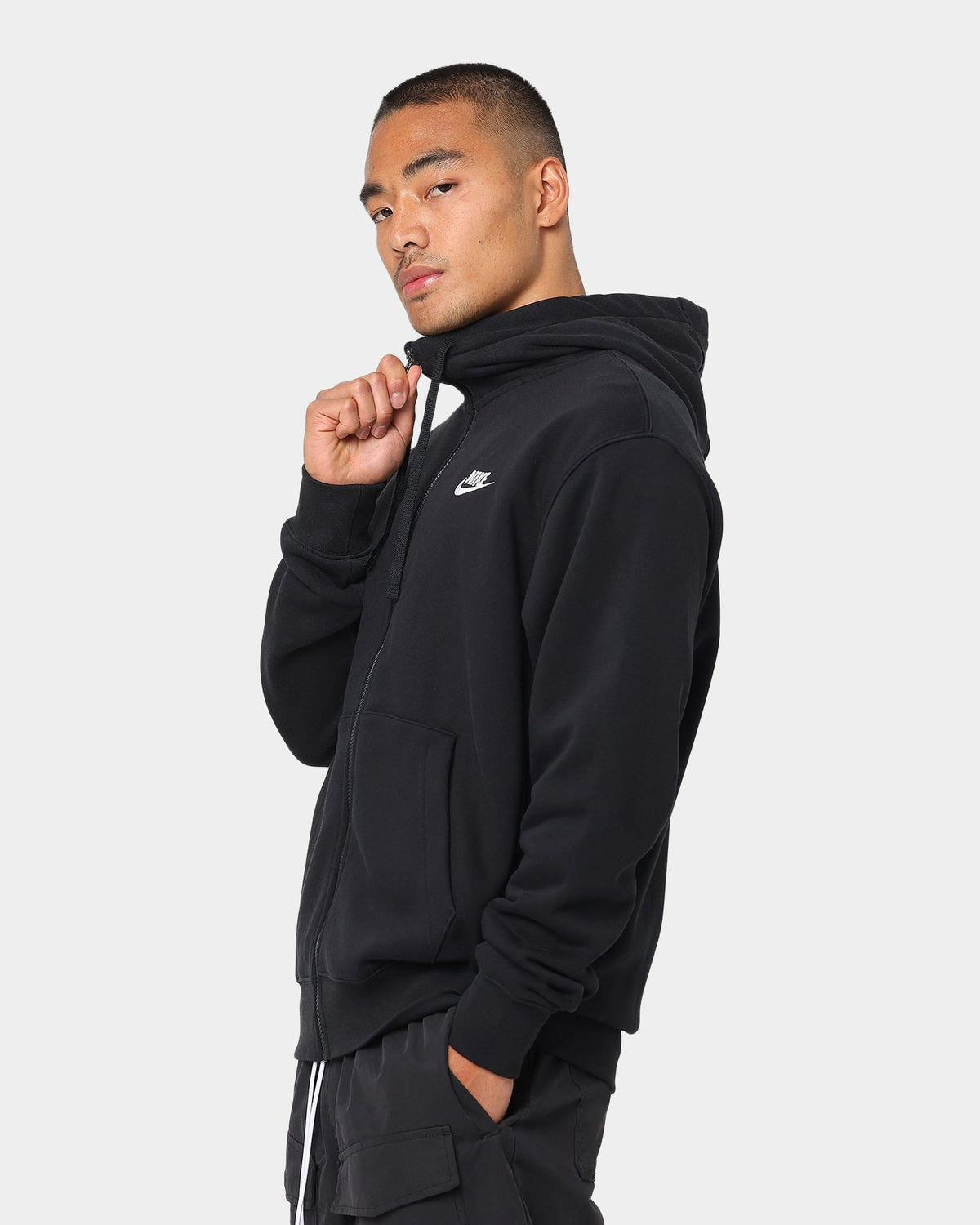 Top Seller Nike Sportswear Club Front Zip Hoodie Black/Black/White