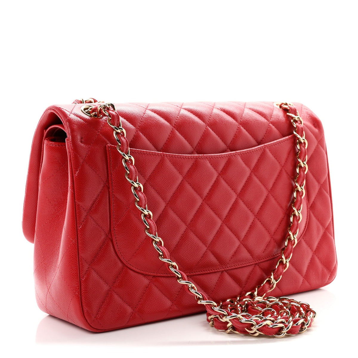 Caviar Quilted Jumbo Double Flap Red At My store