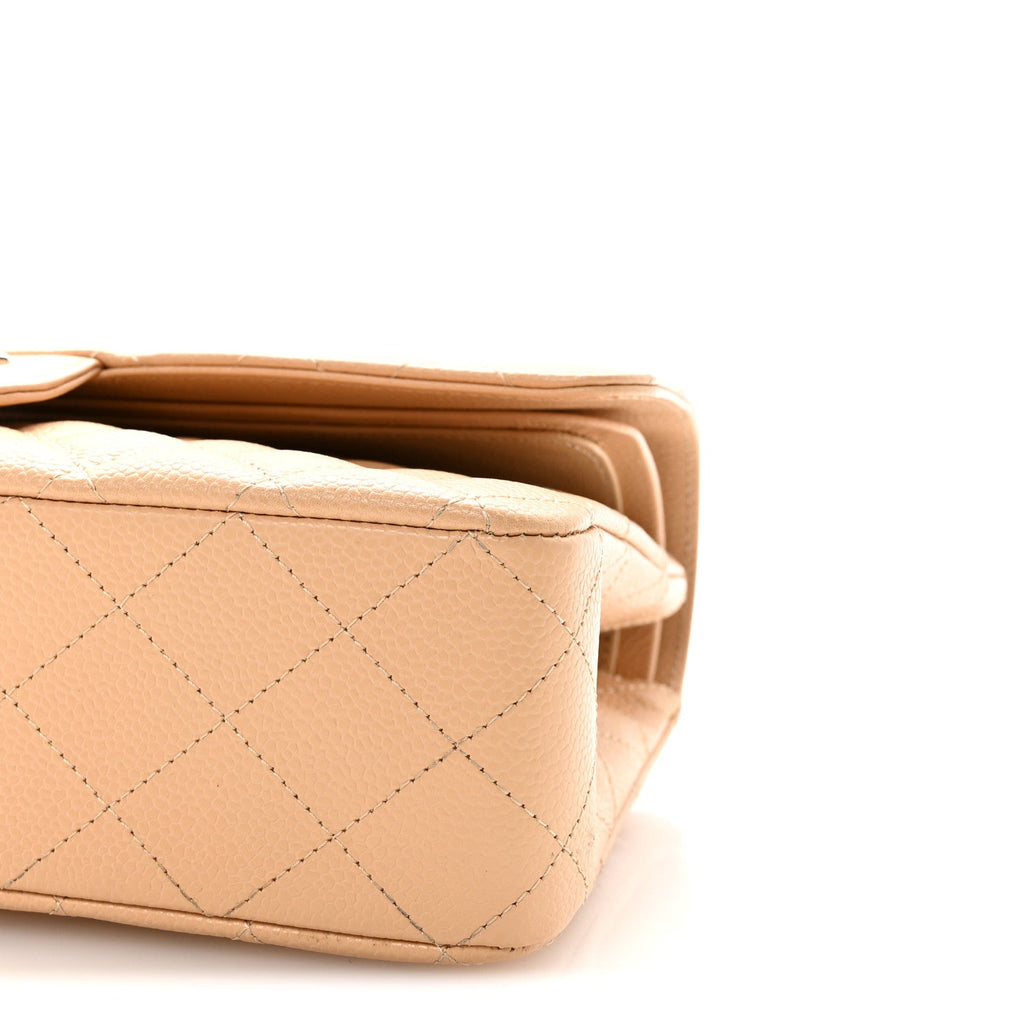 Caviar Quilted Medium Double Flap Beige At My store