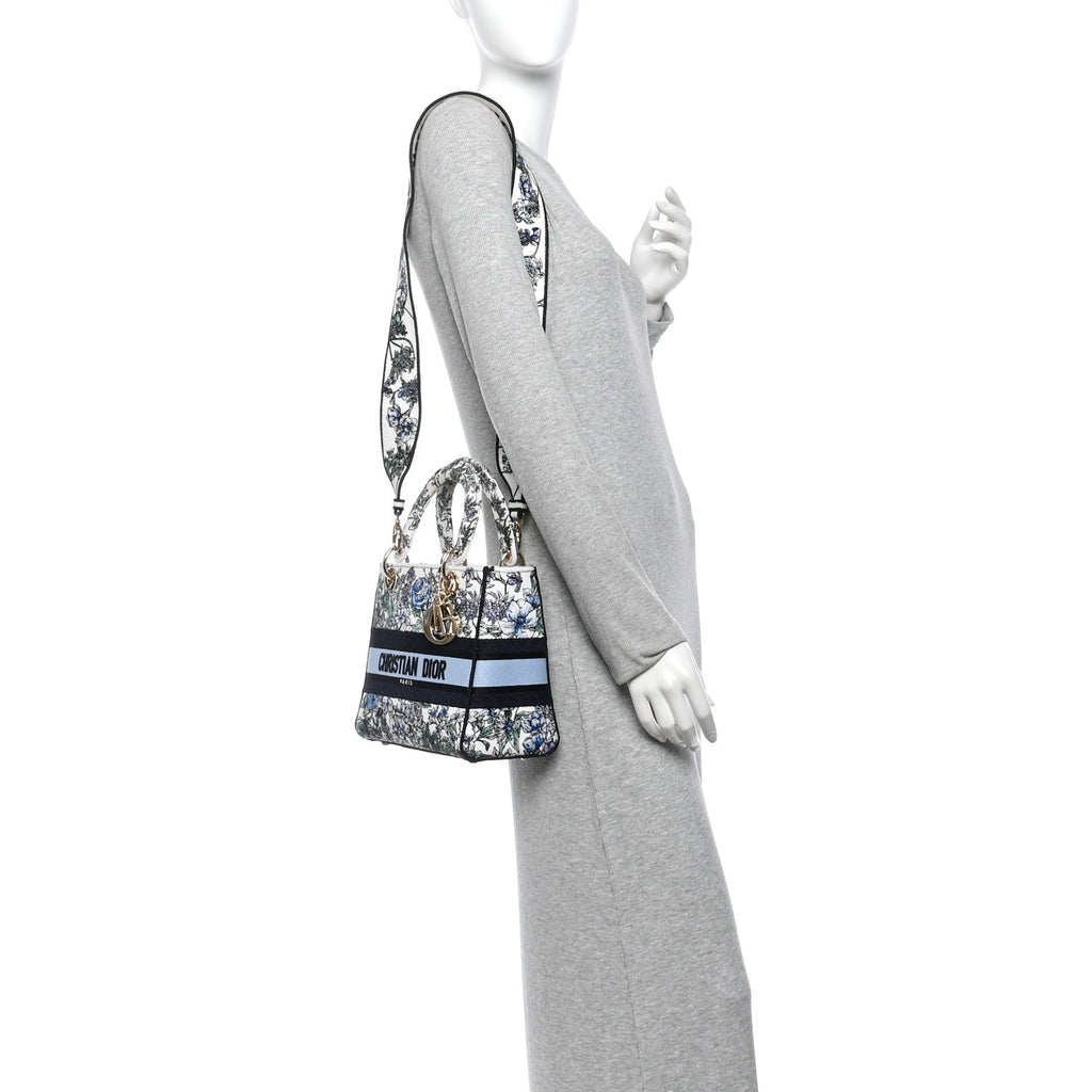 Canvas Embroidered Chardons Toile De Jouy Medium Lady D-Lite Blue Multicolor AT My store