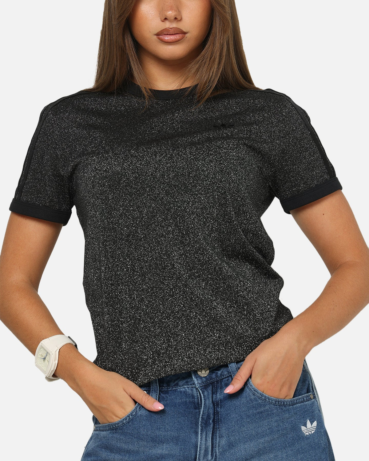 Best-Selling Adidas Women's Lurex Cali T-Shirt Black