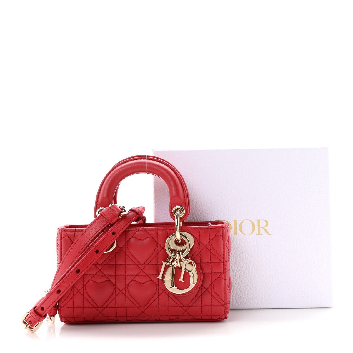 Lambskin Cannage Dioramour Micro Lady D-Joy Red AT My store