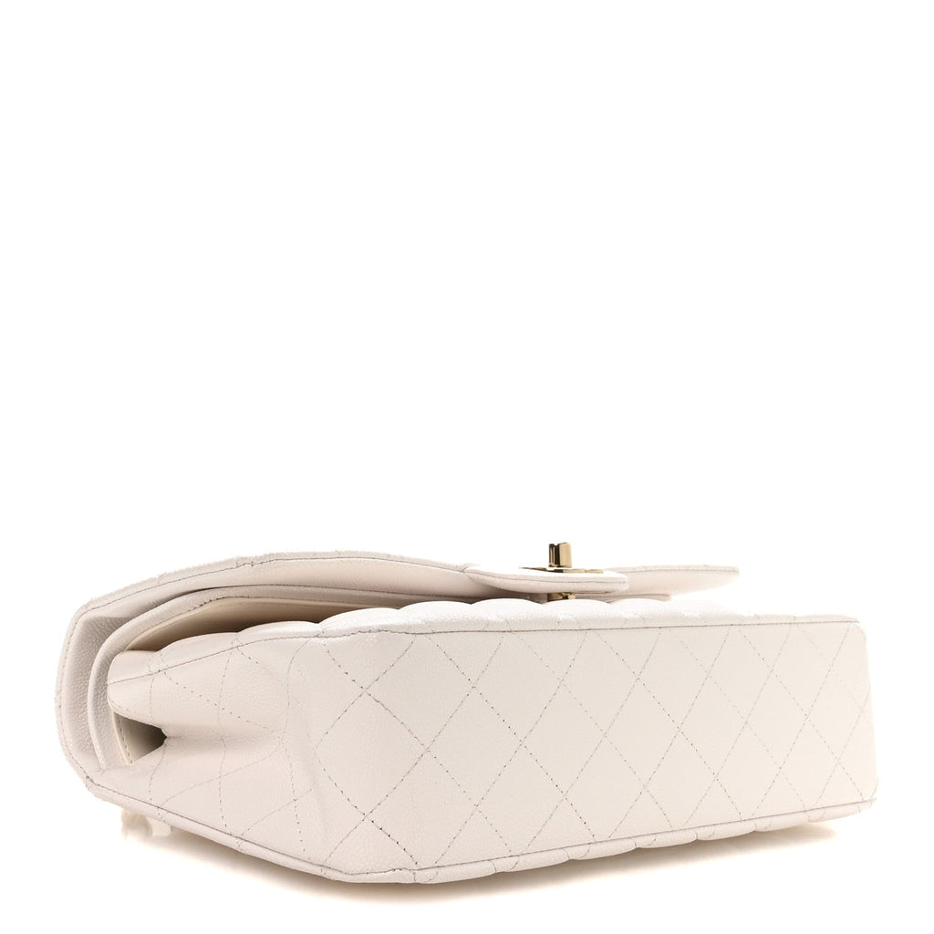 Caviar Quilted Medium Double Flap White At My store