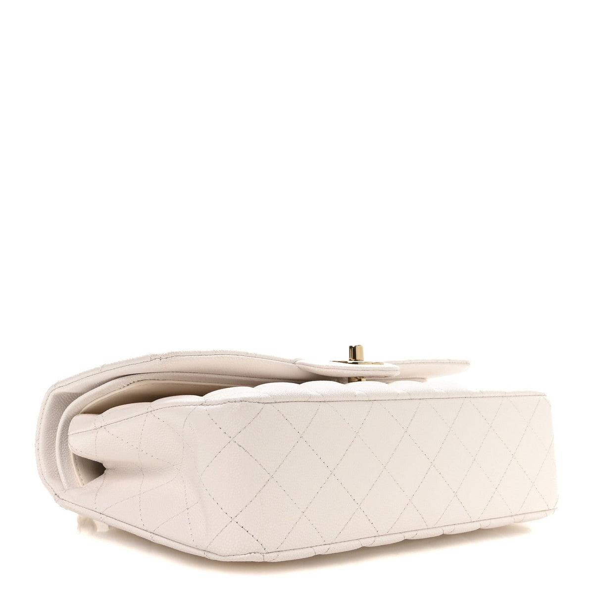 Caviar Quilted Medium Double Flap White At My store