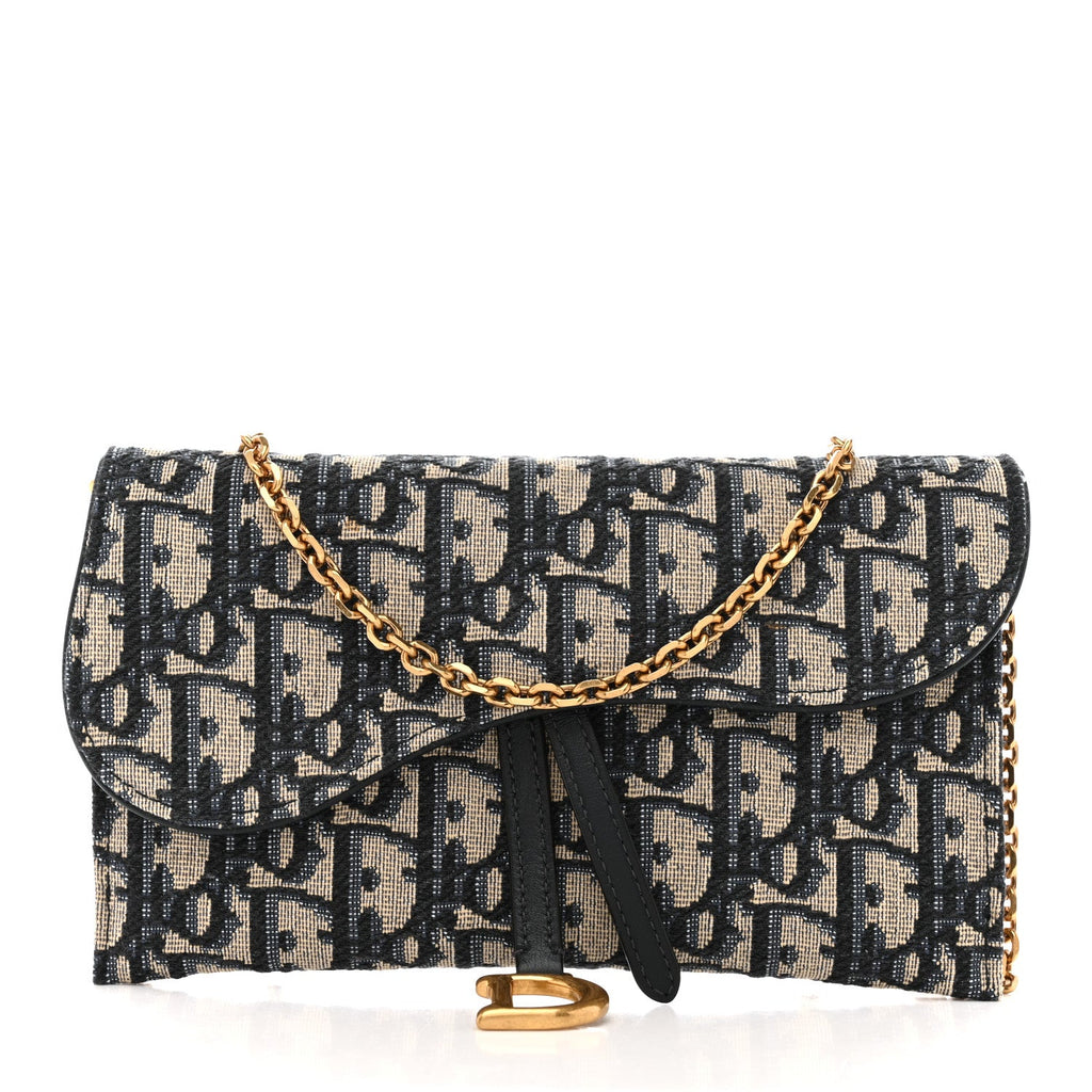 Oblique Saddle Chain Long Wallet Blue AT My store