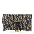 Oblique Saddle Chain Long Wallet Blue AT My store